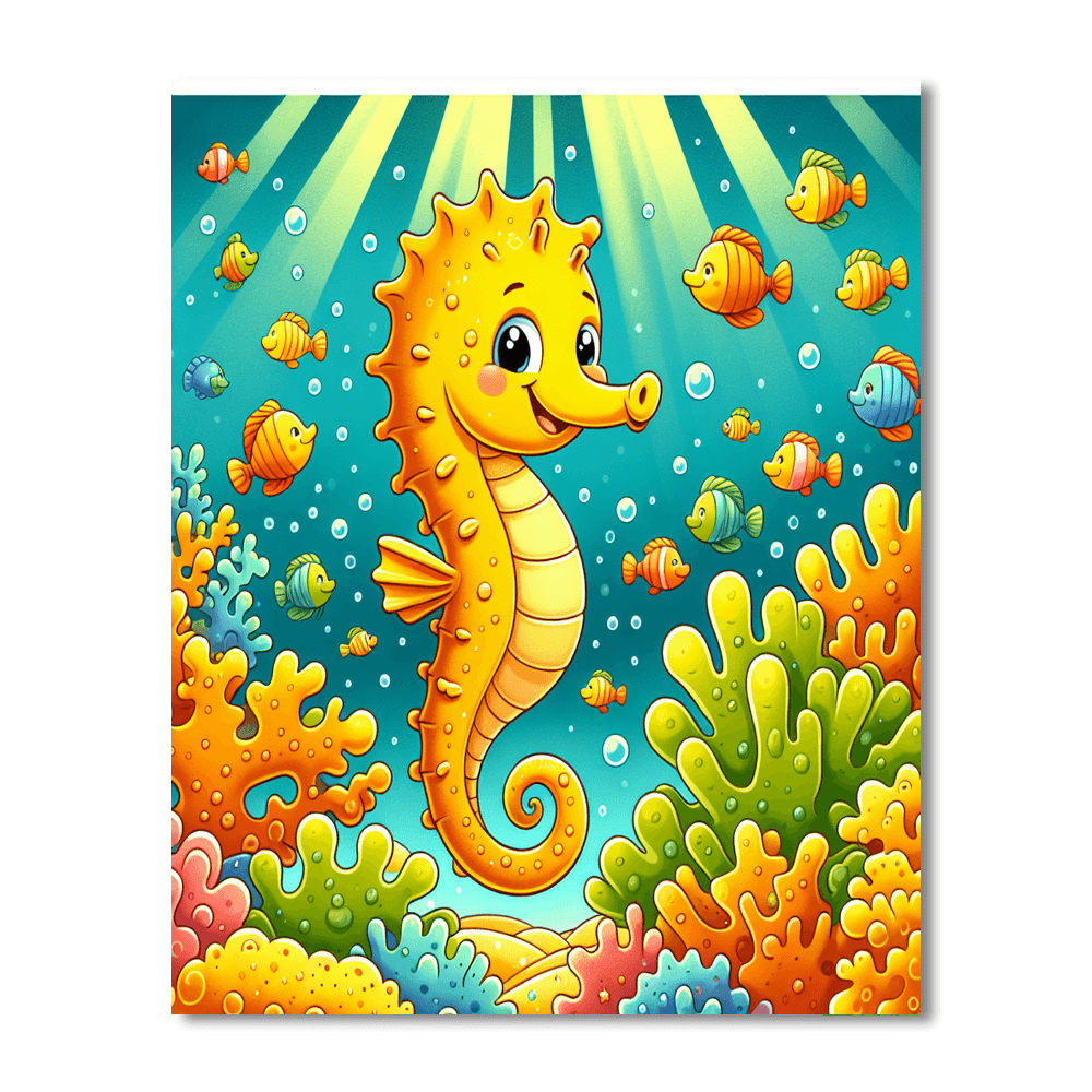 Sunny Seahorse Number Painting