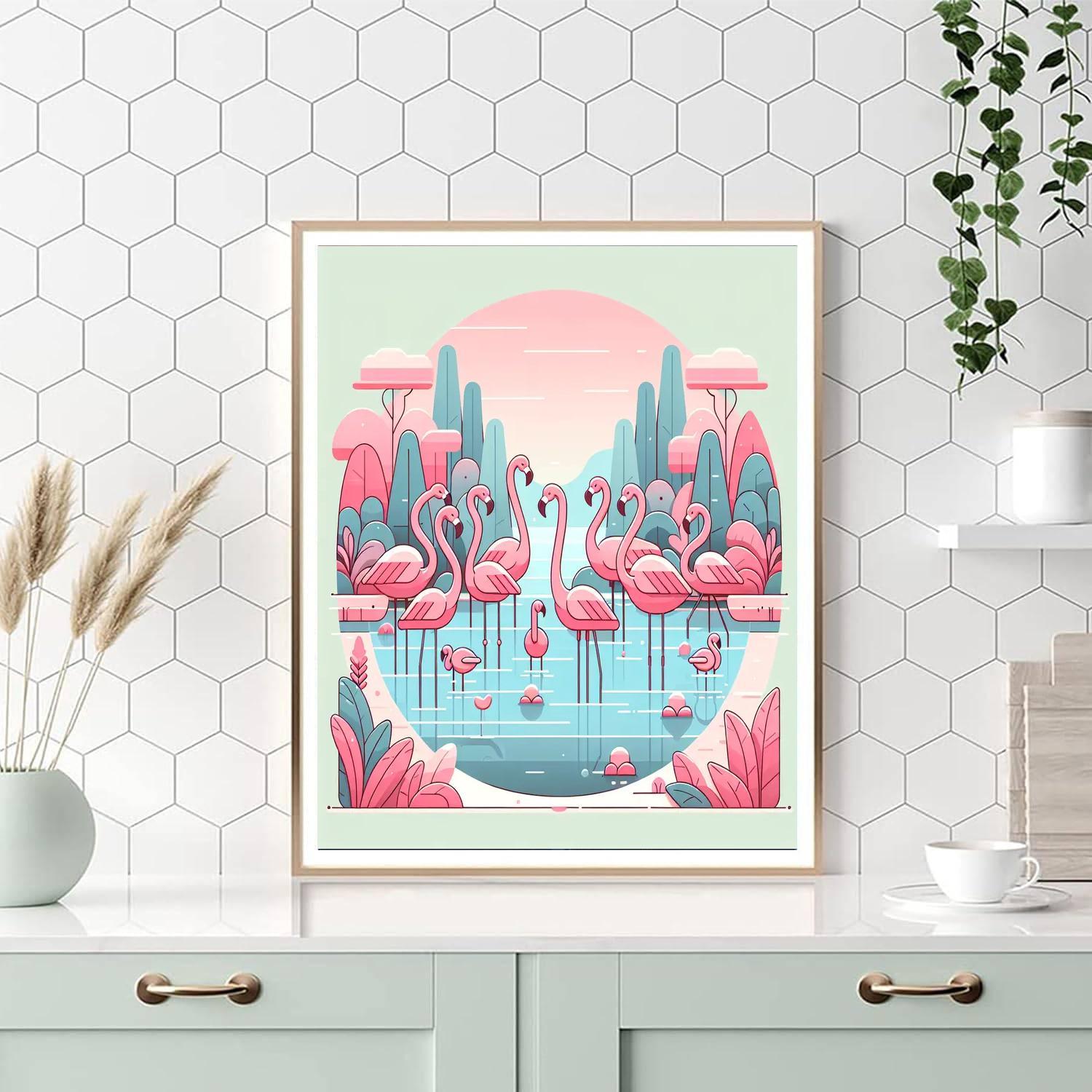 Friendly Flamingo Fiesta Number Painting