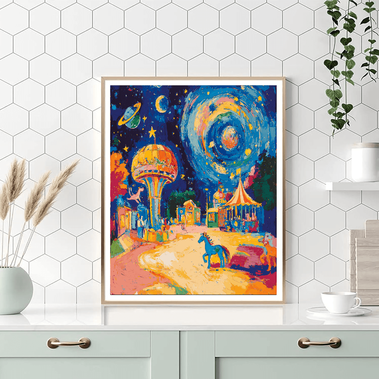 Marc Chagall Inspired Whimsical Galactic Carnival  Paint By Number