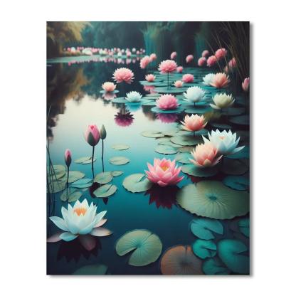 Pondside Lotus Harmony Paint By Number