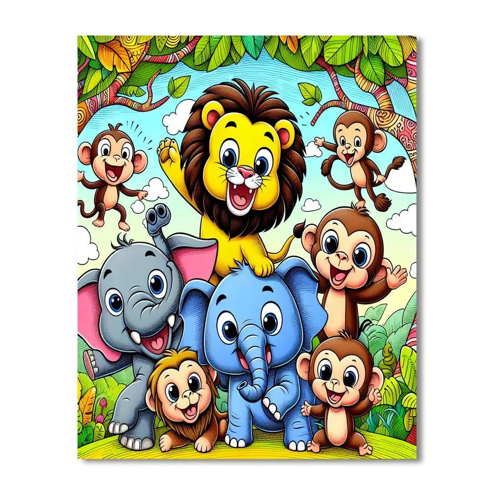 Colorful Jungle Jamboree DIY Paint By Numbers