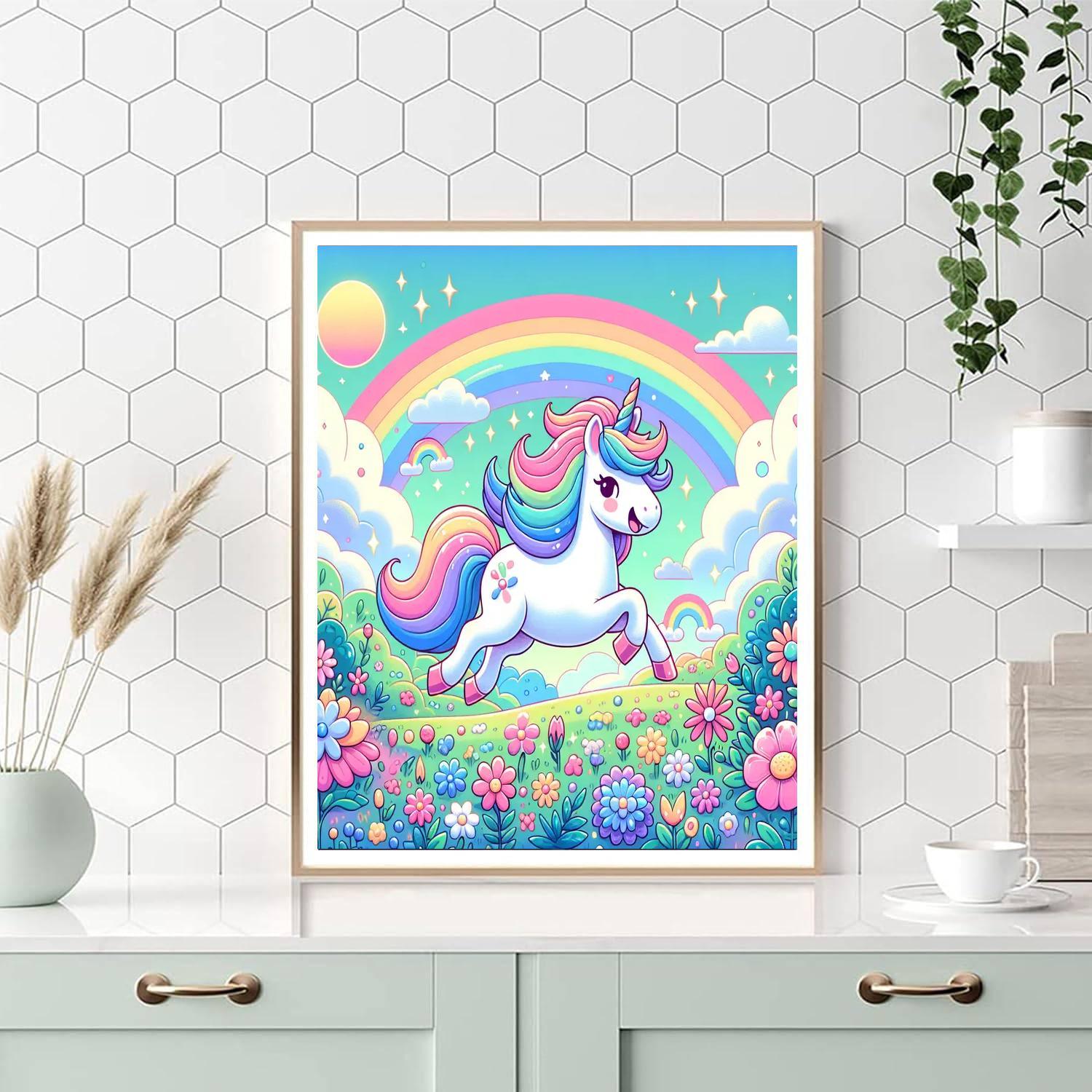 Happy Rainbow Unicorn Paint By Numbers Art
