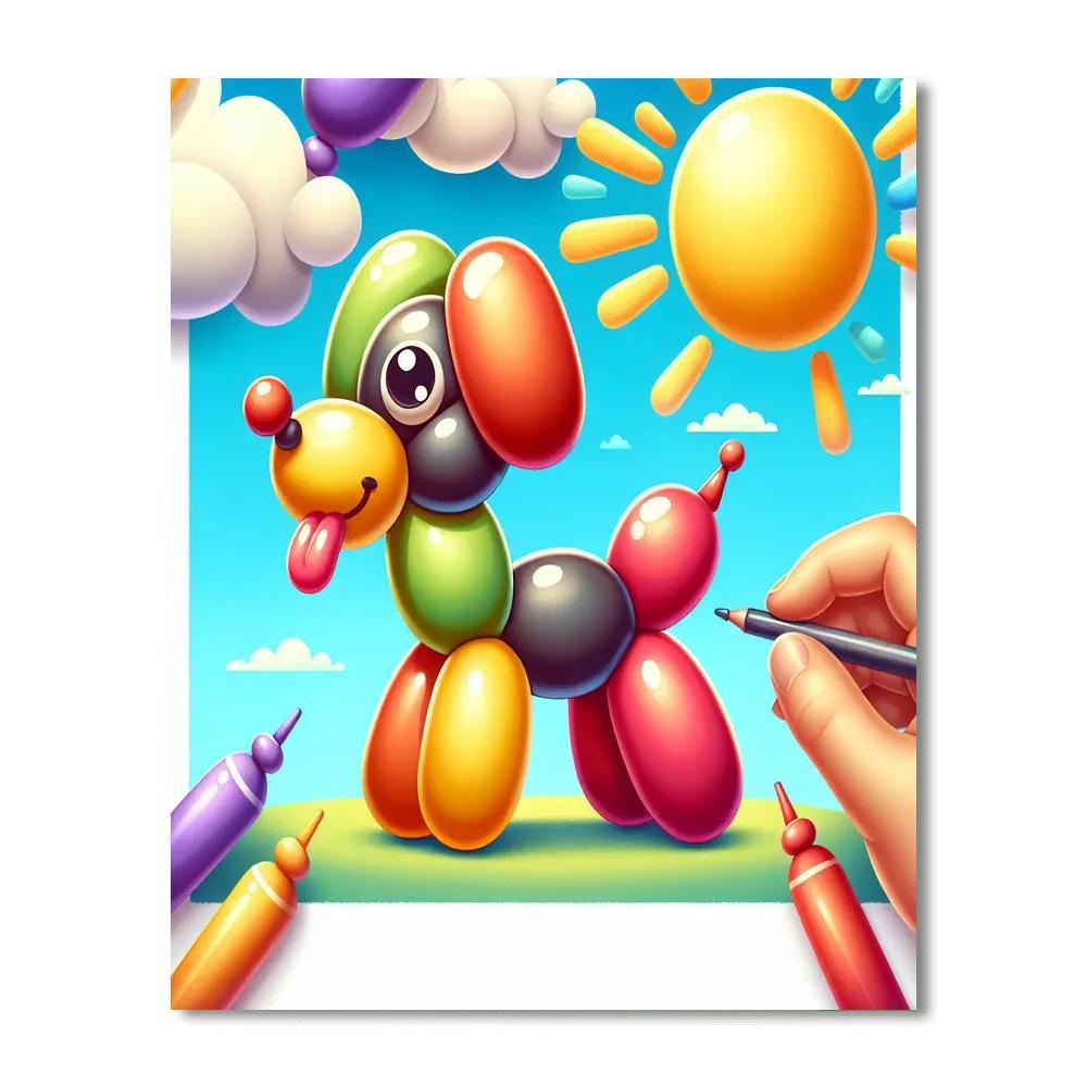 Whimsical Balloon Dog Paint By Color