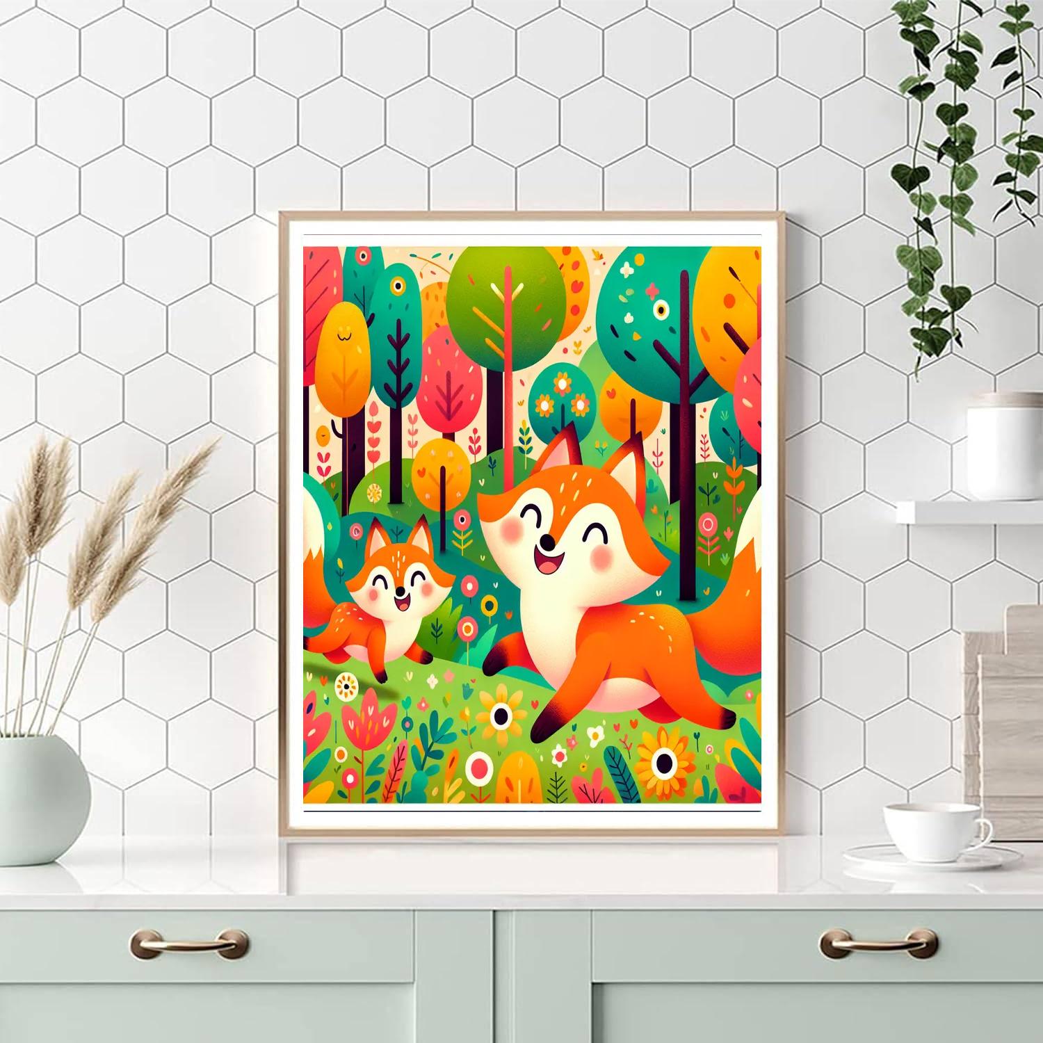Curious Foxes Paint By Numbers Art