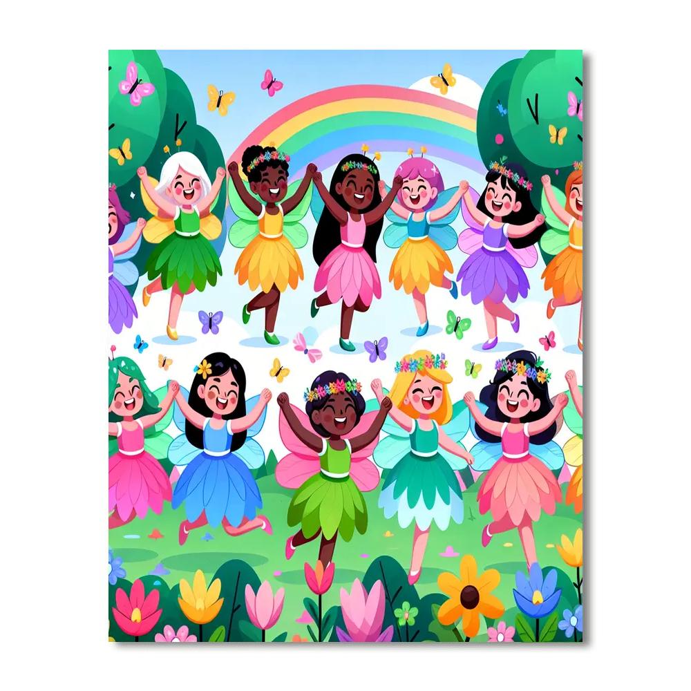 Cheerful Fairy Fiesta Paint By Numbers Art
