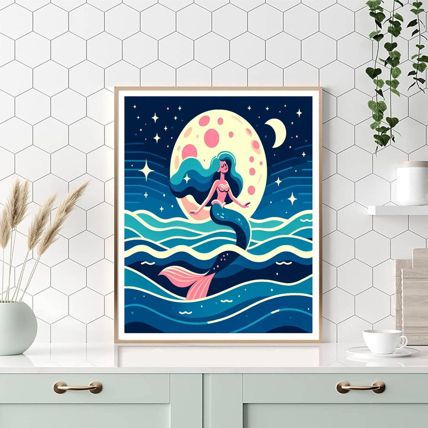 Moonlit Mermaid Dreams Numbered Painting Kits