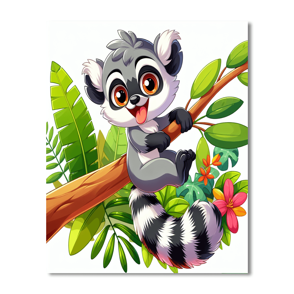 Lively Lemur Number Painting