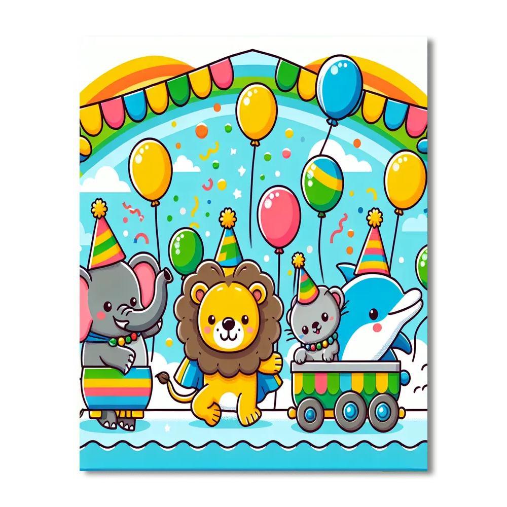 Joyful Animal Festival Painting Number Kit