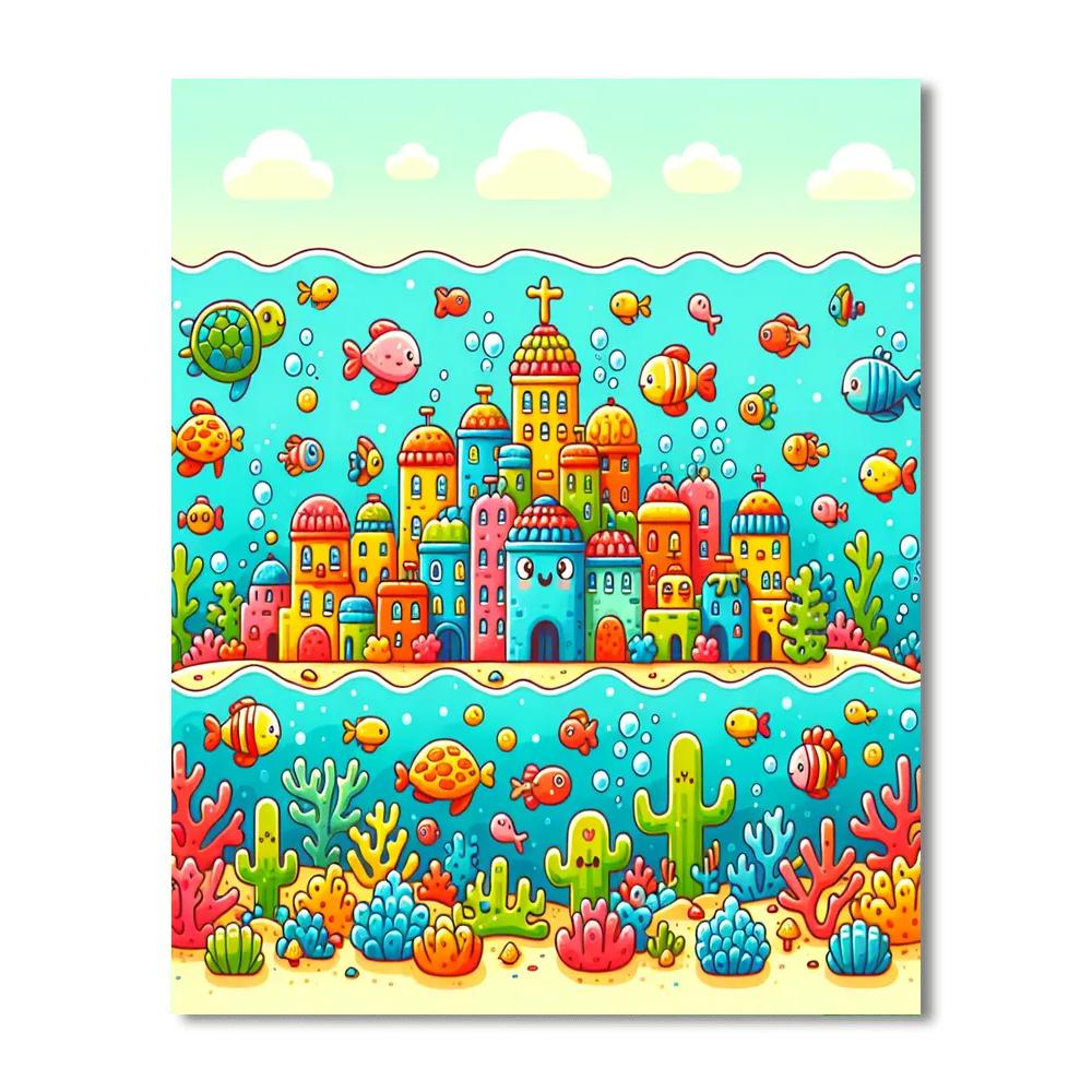 Underwater Cityscape Adventure Painting By Numbers Kit