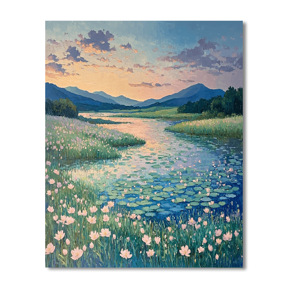 Claude Monet Inspired Twilight Blooming Fields  Paint By Color