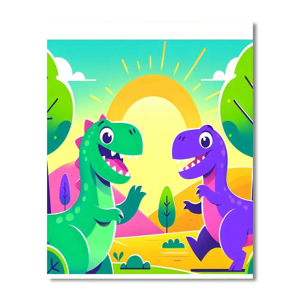 Fun Dinosaur Adventure Paint By Numbers Art