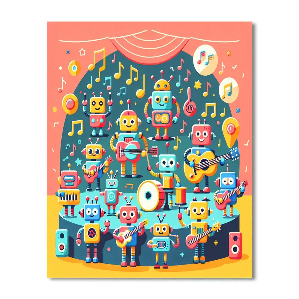 Rockin' Robots Paint By Numbers Art