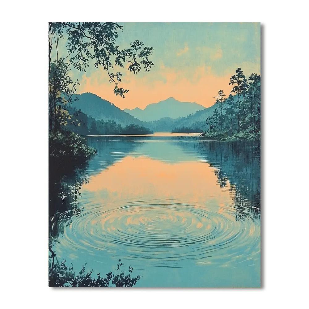 Utagawa Hiroshige Inspired Gentle Ripples Of Serenity  Number Painting