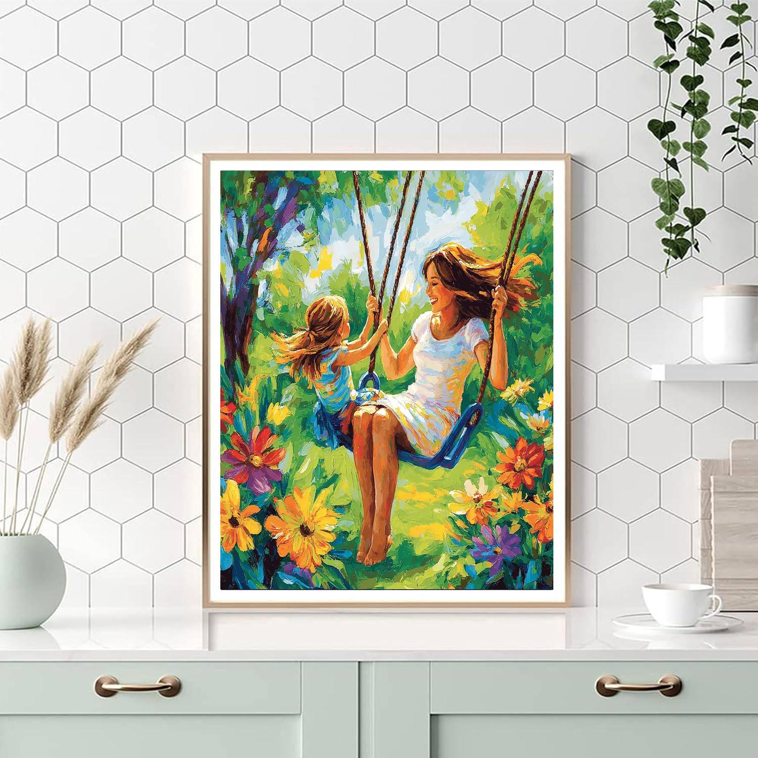 Mom And Me On A Swing Numbered Painting Kits