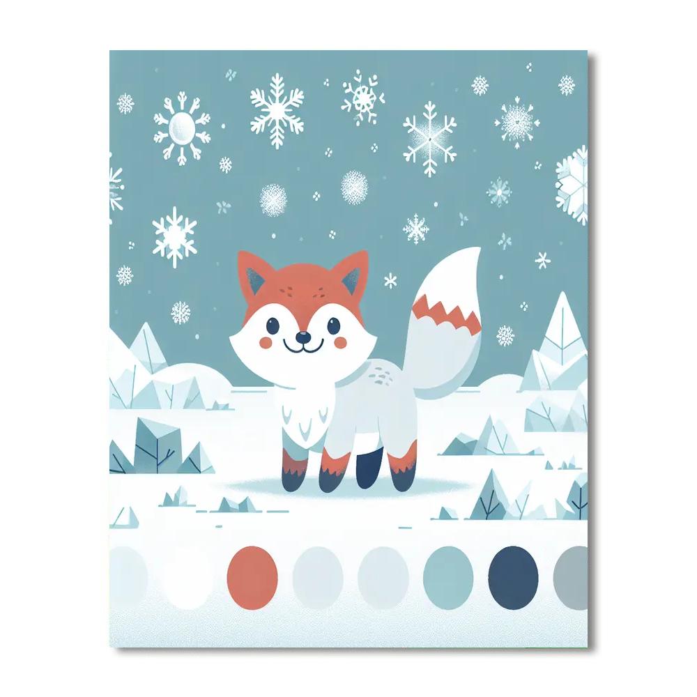 Arctic Fox Wonderland Painting Number Kit