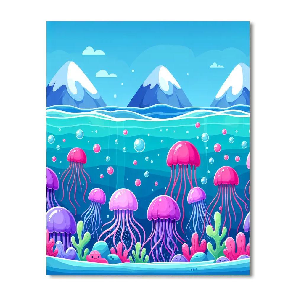 Joyous Jellyfish Journey Number Painting