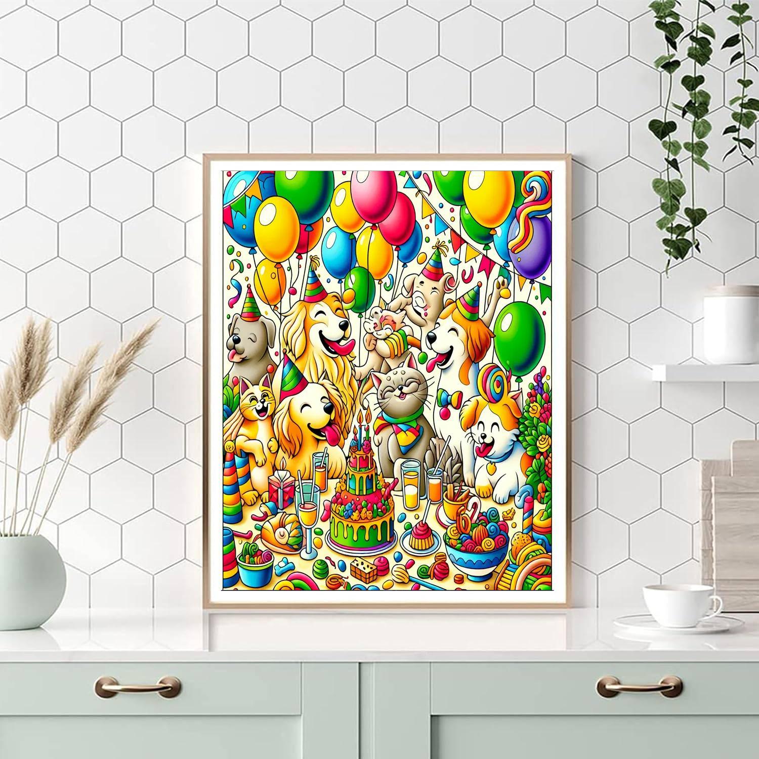 Joyful Pet Party Painting By Numbers Kit