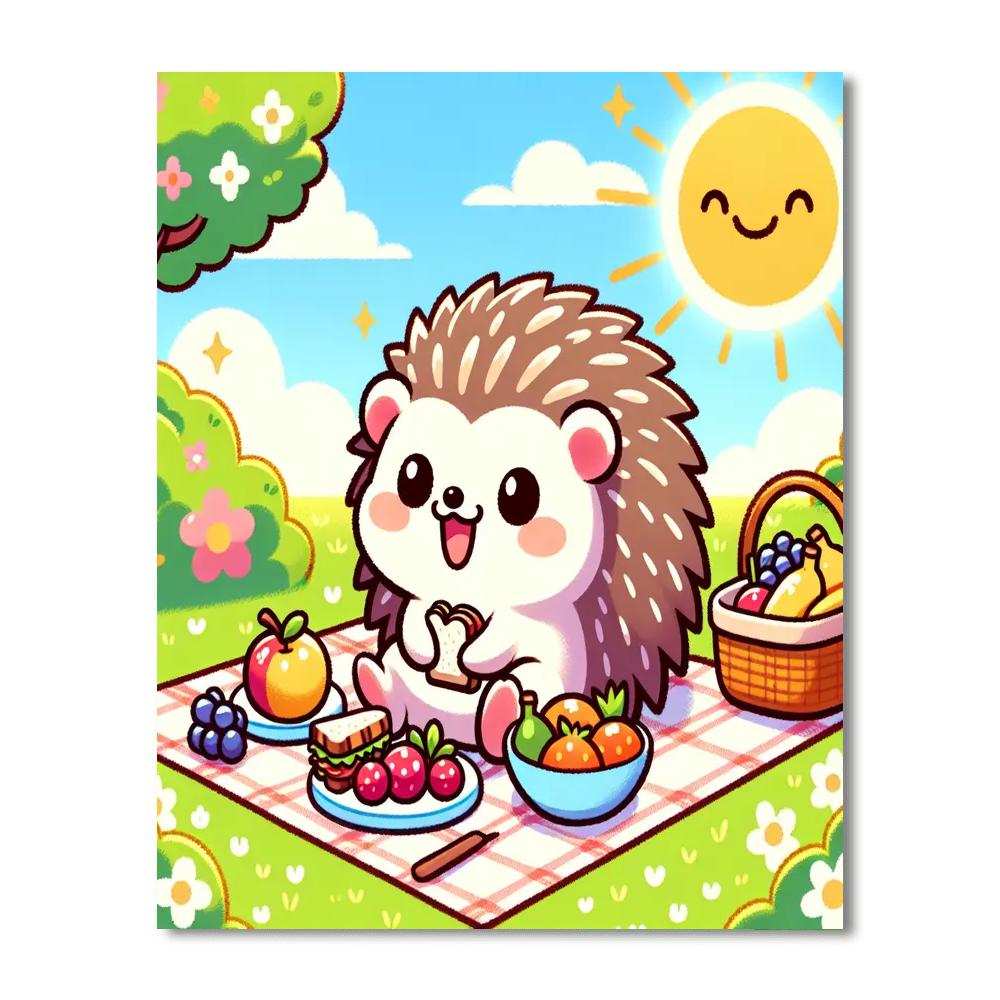 Hilarious Hedgehog Picnic Painting Number Kit