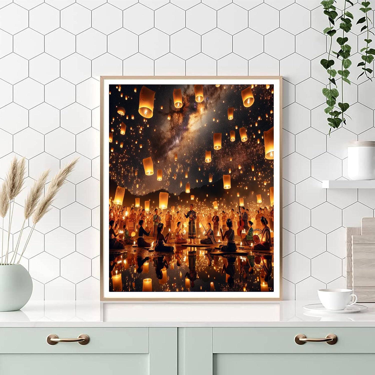 Yee Peng Lantern Festival - Chiang Mai Painting By Numbers Kit