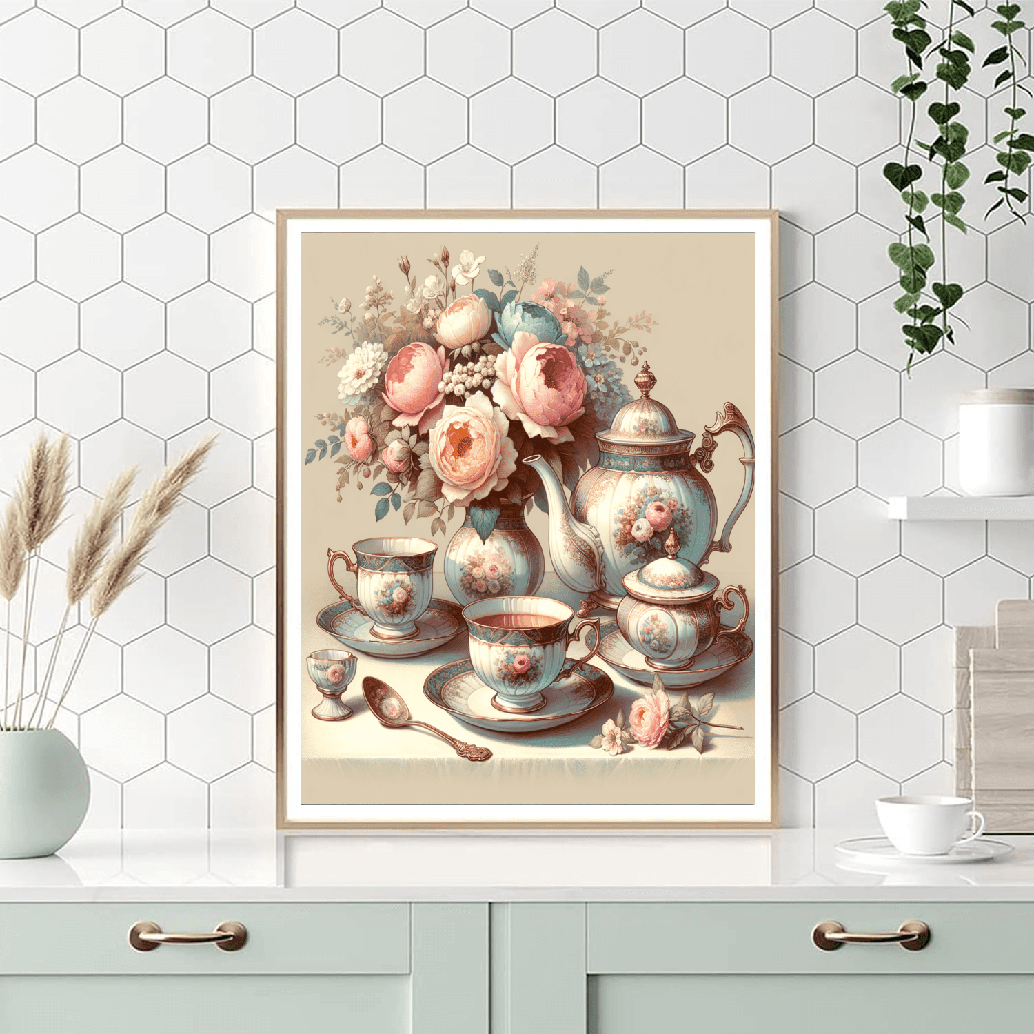 A Vintage Tea Time Paint By Numbers