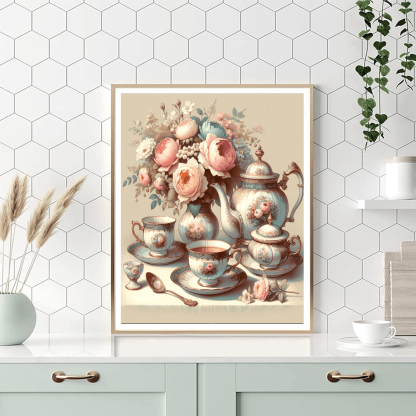 A Vintage Tea Time Paint By Numbers