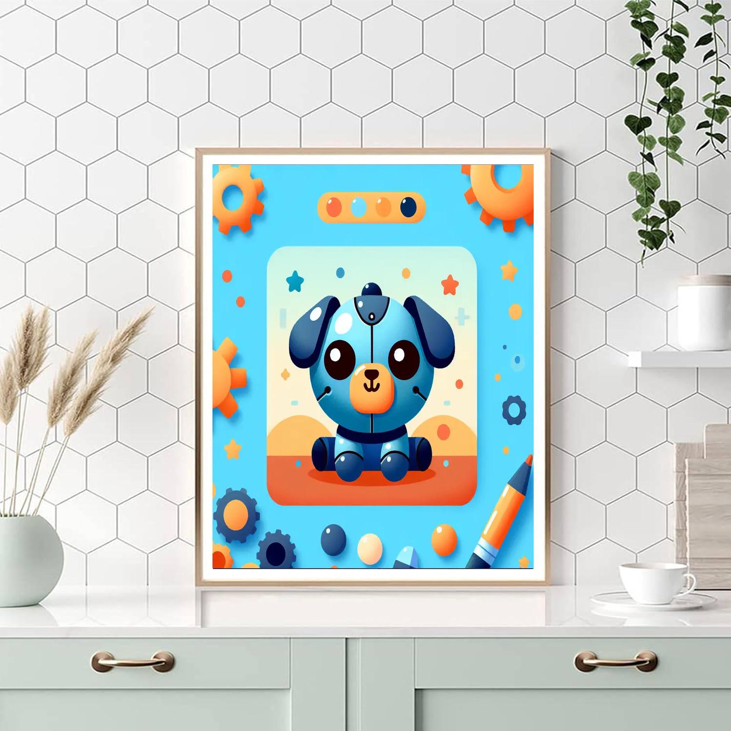 Lively Robot Dog Numbered Painting Kits
