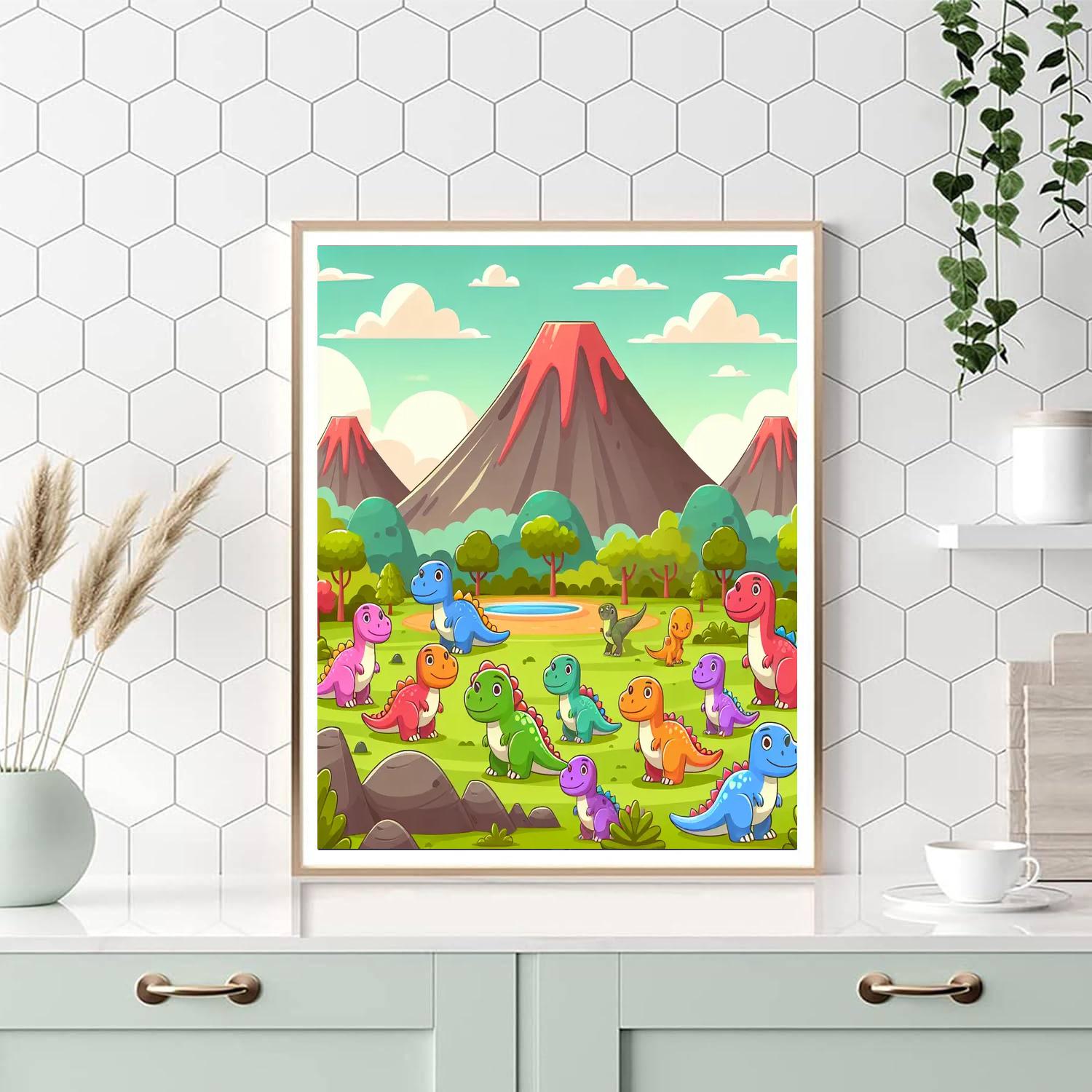 Dreamy Dinosaur Park Painting Number Kit