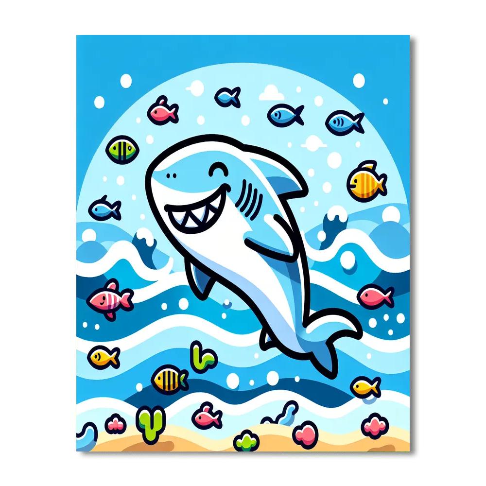 Happy Shark Painting By Numbers Kit