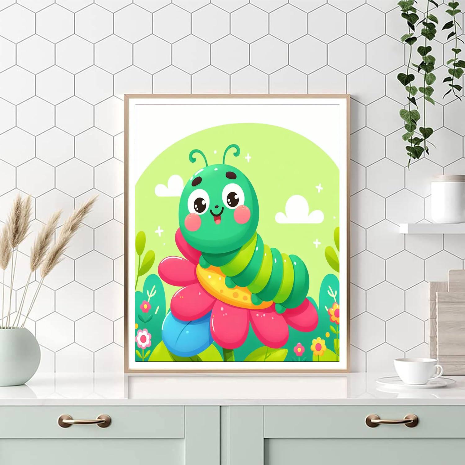 Happy Caterpillar Transformation Paint By Numbers Art