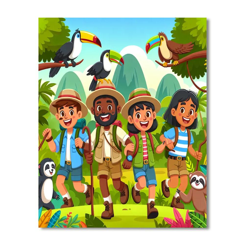 Daring Explorers In The Jungle Paint By Numbers Art