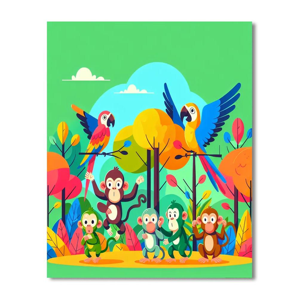 Joyous Jungle Jubilee Painting By Numbers Kit