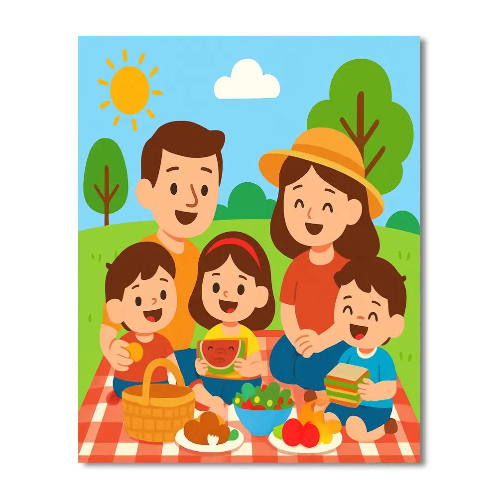 Cheerful Family Picnic Painting By Numbers Kit
