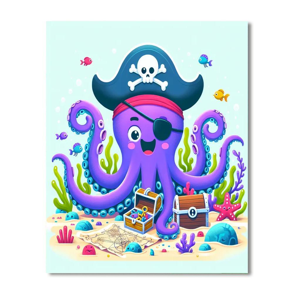 Silly Pirate Octopus DIY Paint By Numbers