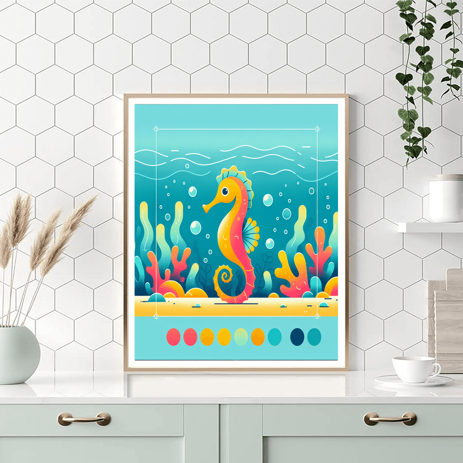 Shiny Seahorses Paint By Numbers Art