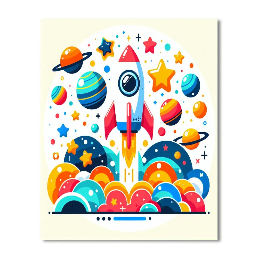 Rocket Into Space Adventure Number Painting