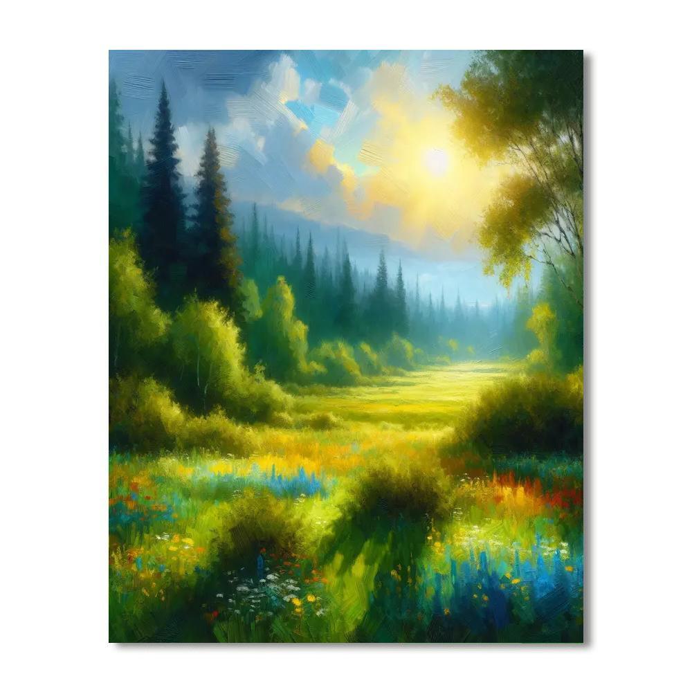 Sunlit Meadow Scenery Paint By Numbers Kits