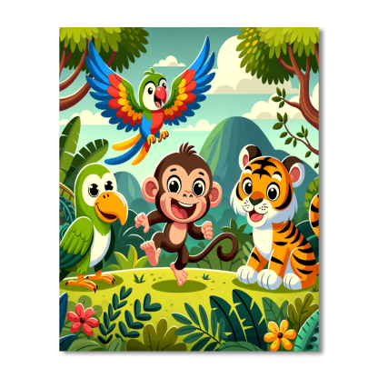 Adventurous Jungle Animals Painting By Numbers Kit