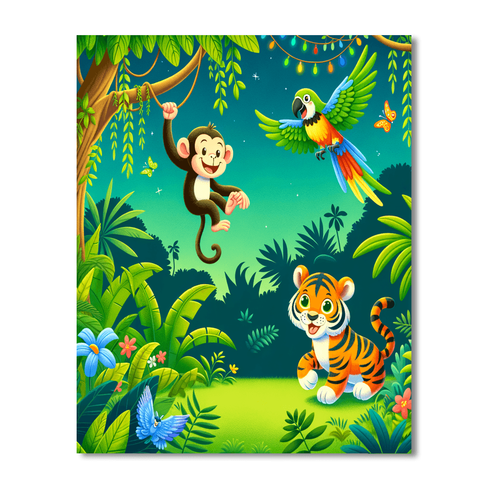 Frolicking Jungle Animals Painting By Numbers Kit