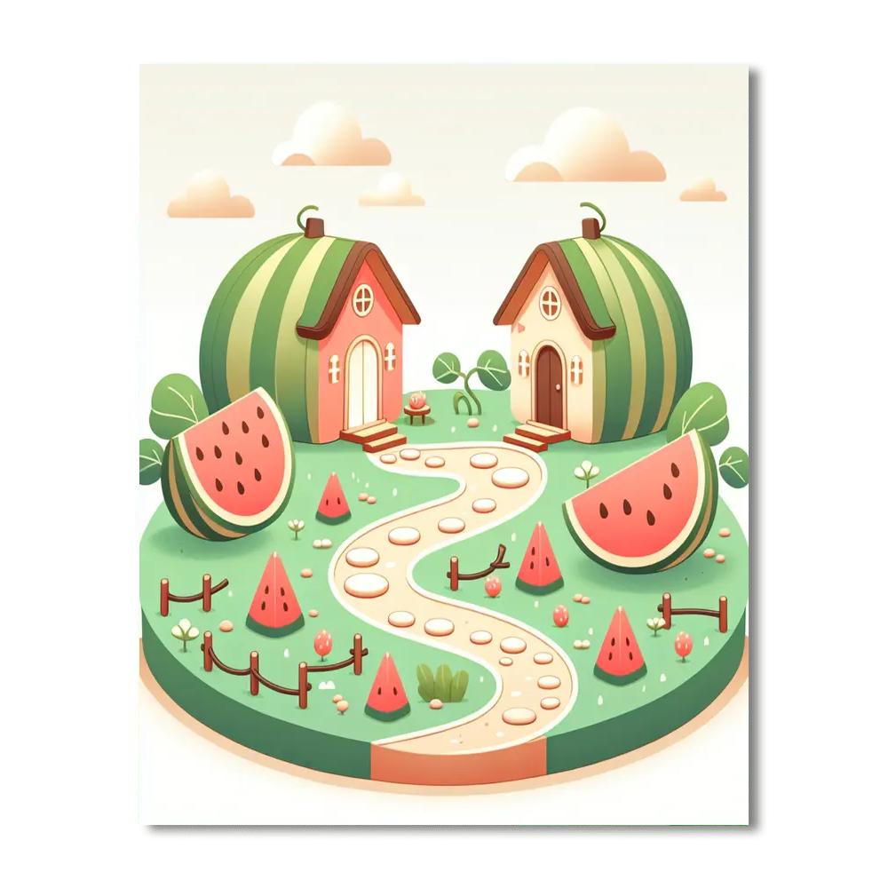 Whimsical Watermelon World Paint By Numbers Art