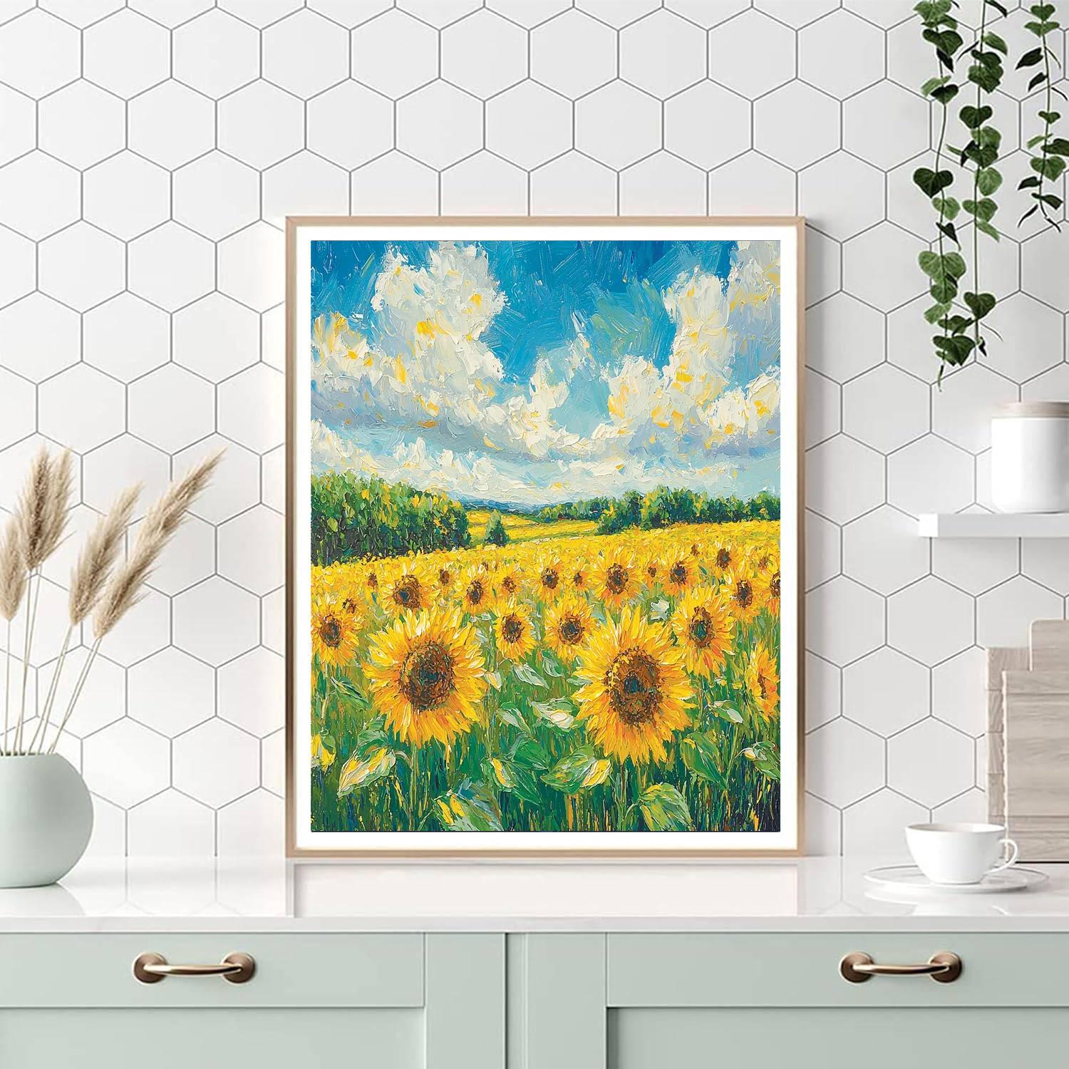 Vincent Van Gogh Inspired Fields Of Sunflowers  Number Painting