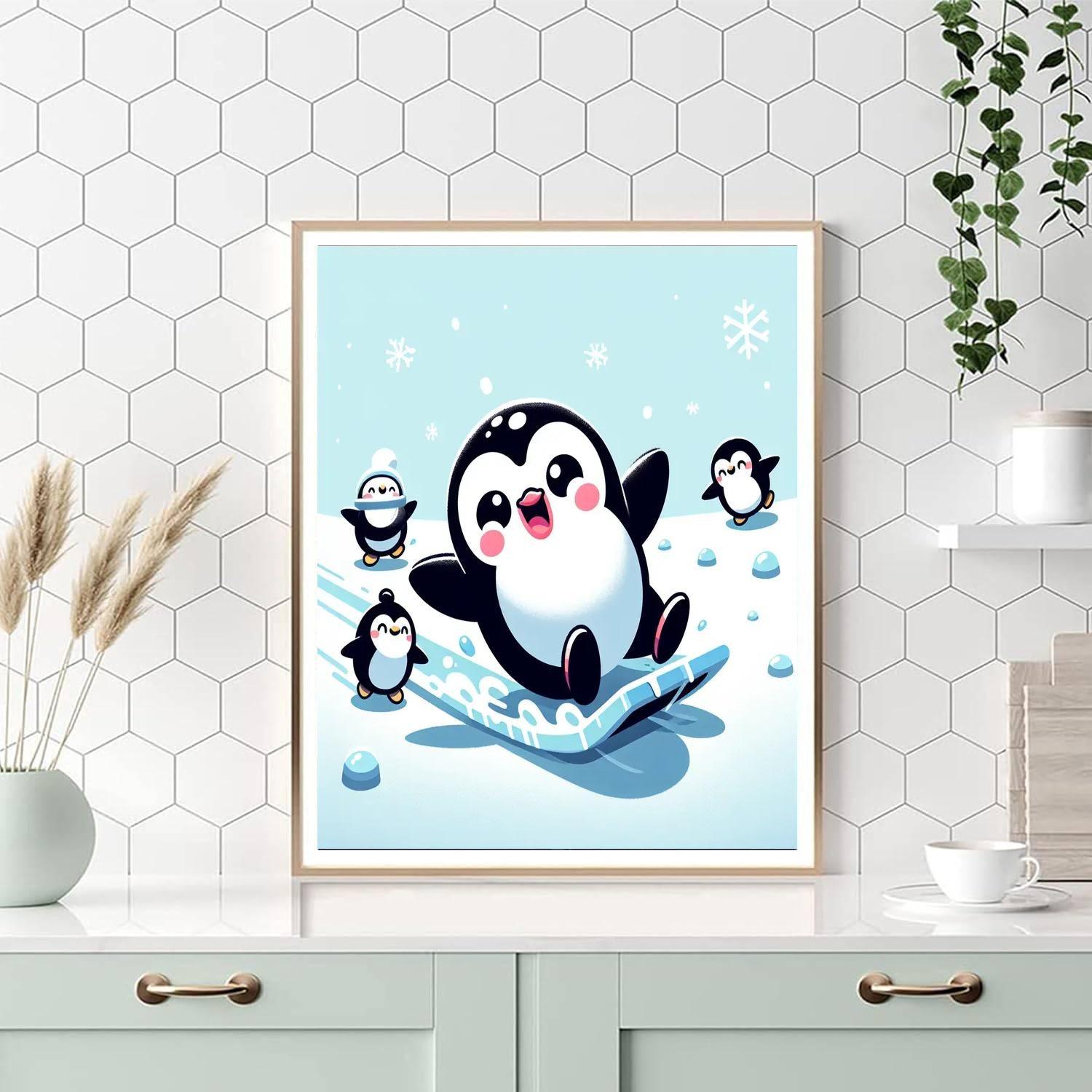 Joyful Penguin Adventure Numbered Painting Kits