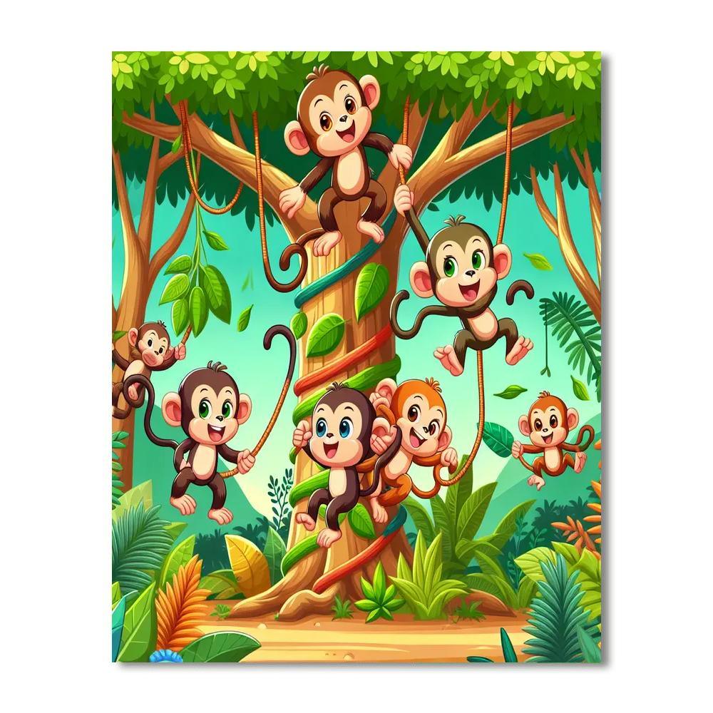 Merry Mischievous Monkeys Paint By Numbers