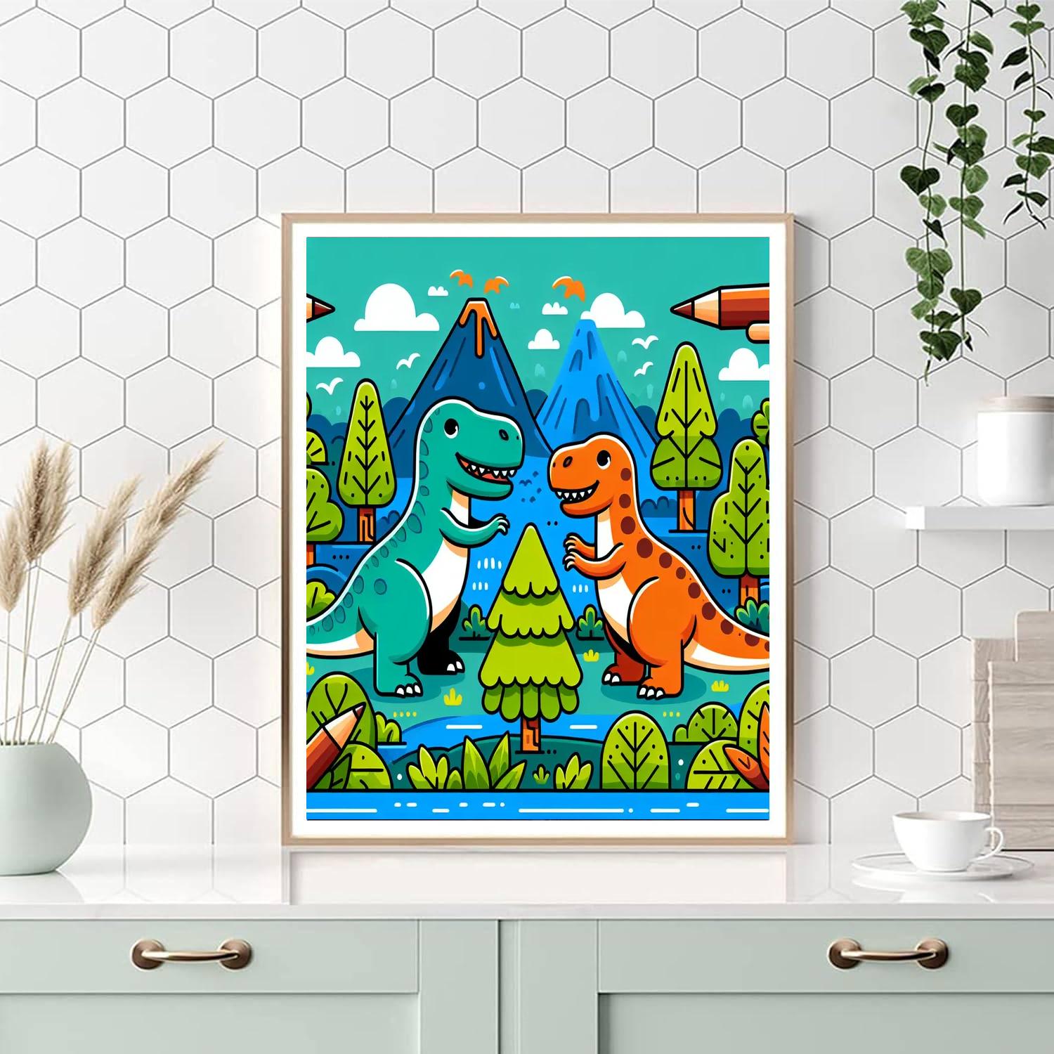 Ancient Dino Land Painting By Numbers Kit