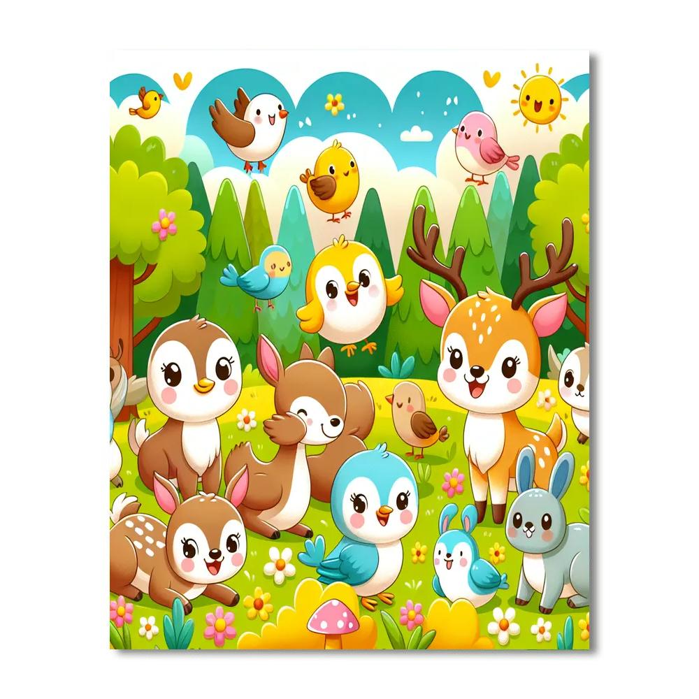 Friendly Animals In Nature Paint By Numbers Kits