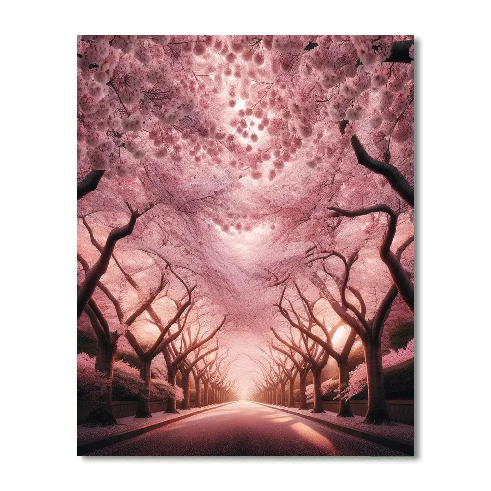 Japanese Cherry Blossom Avenue Paint By Color