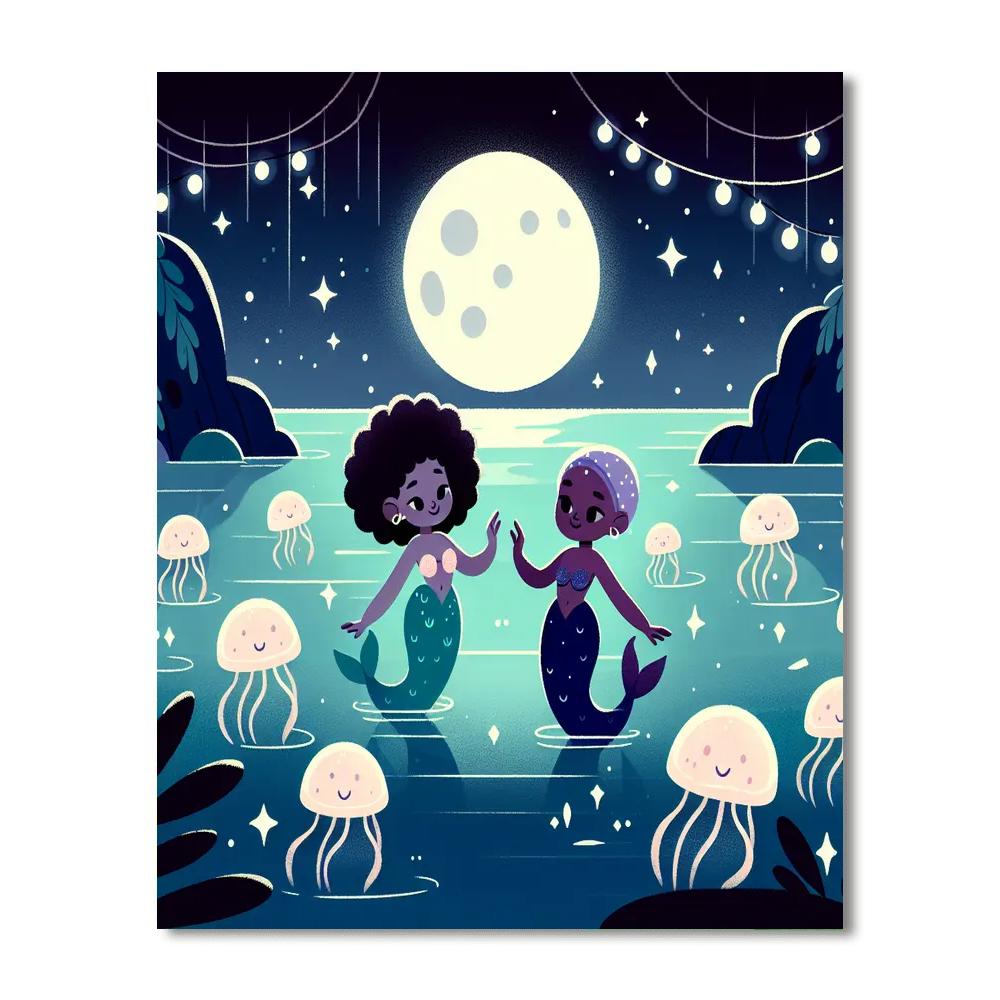 Moonlit Mermaid Dance Paint By Color