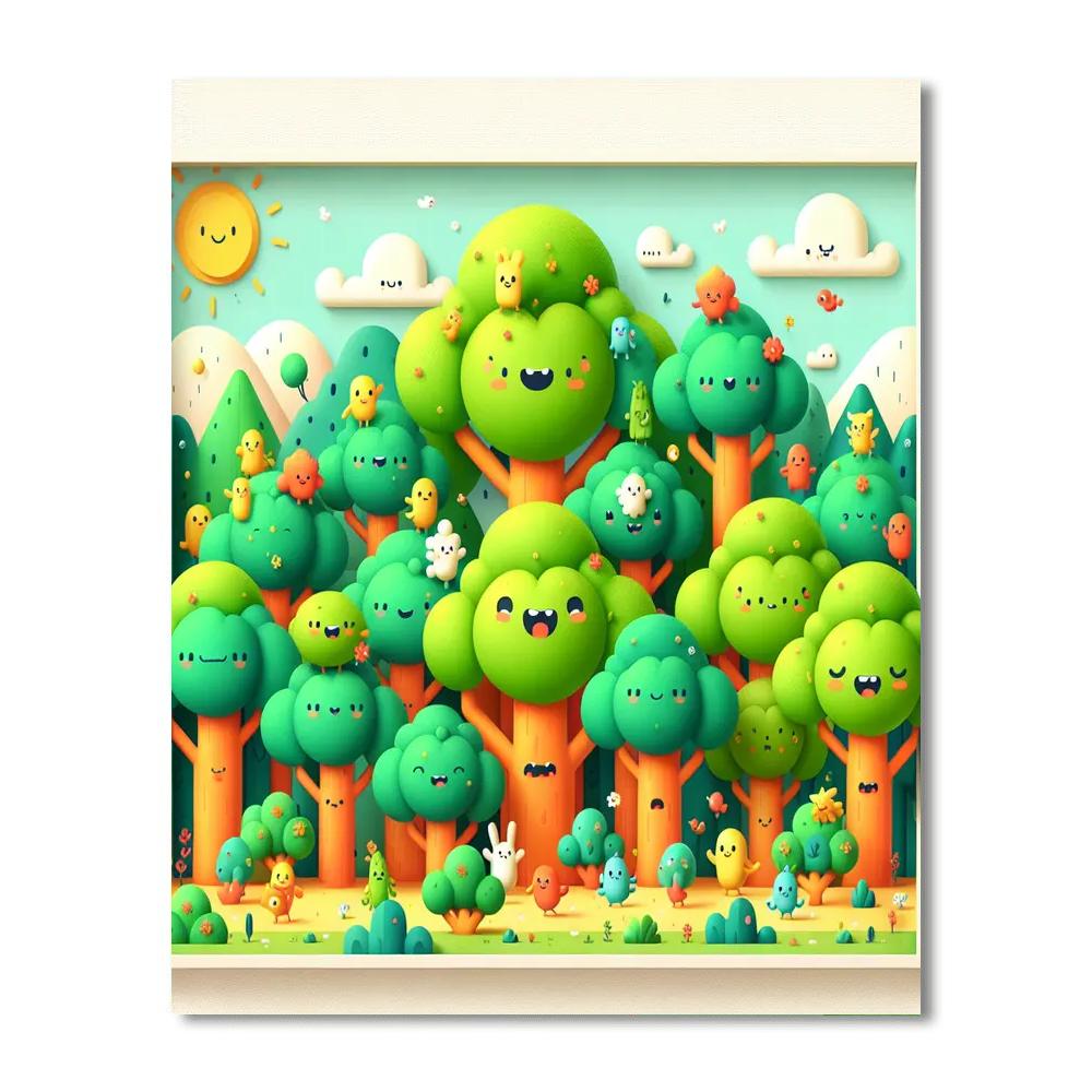 Bubbling Broccoli Forest Paint By Number
