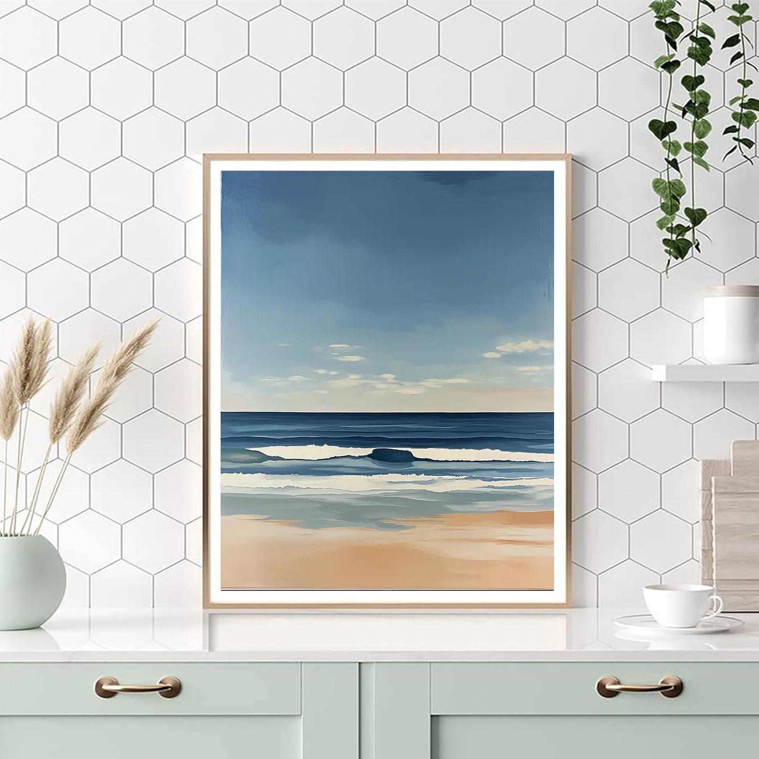 Agnes Martin Inspired Serene Ocean Horizons  Paint By Numbers