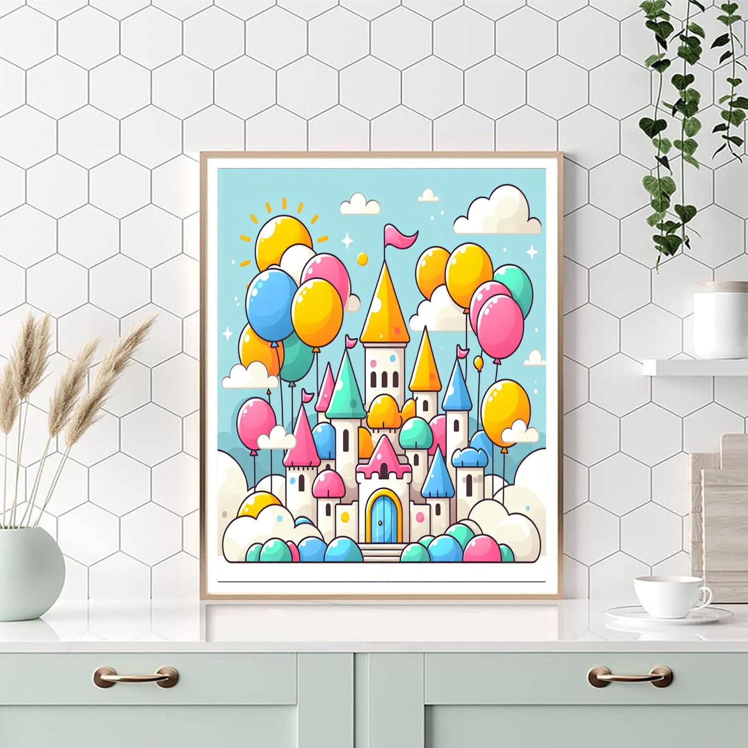 Cuddly Cloud Castle Number Painting