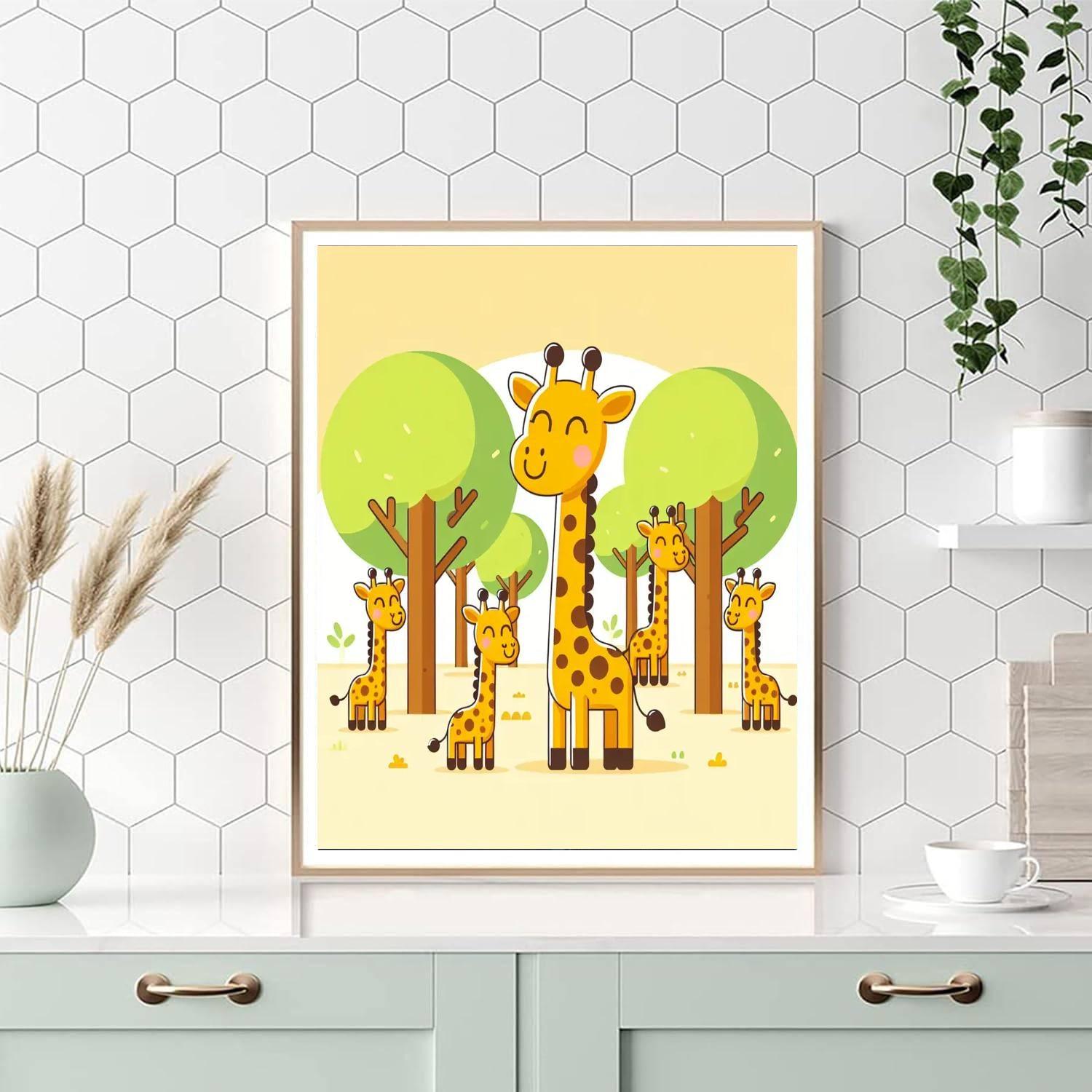 Gleeful Giraffes Paint By Numbers Art